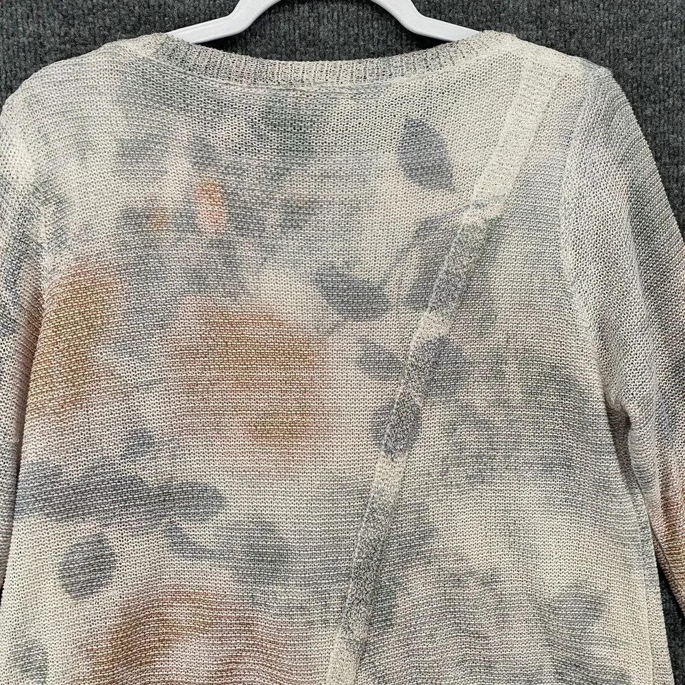 Sioni Sweater Womens L Floral Watercolor Pullover Round‎ Neck Layered Romantic
